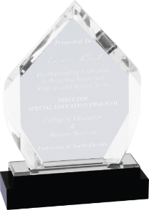 [IMP116S] 7" Silver Fusion Diamond Impress Acrylic with Black Glass Base