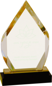 [IMP117G] 8" Gold Fusion Diamond Impress Acrylic with Black Glass Base