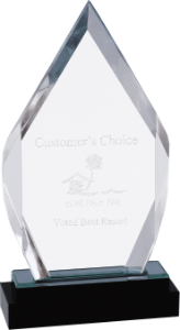 [IMP118S] 9" Silver Fusion Diamond Impress Acrylic with Black Glass Base