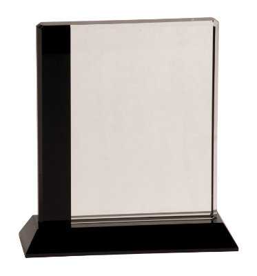 [CRY034S] 6 1/2" x 7" Black Edge Crystal on Black Base