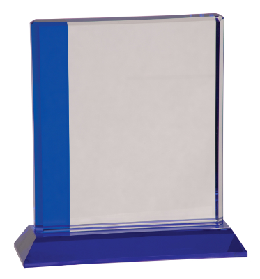 [CRY534S] 6 1/2" x 7" Blue Edge Crystal on Blue Base