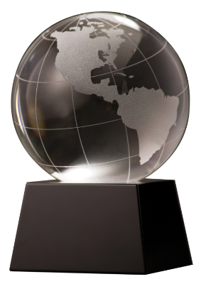[CRY038] 5 1/2" Crystal Globe on Black Base