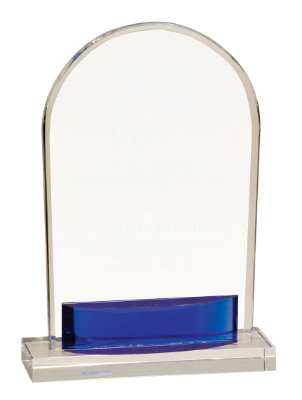 [CRY540L] 8 1/2" Crystal Arch with Blue Accent