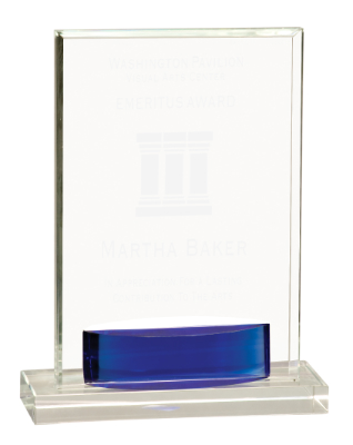 [CRY541M] 7 3/4" Crystal Rectangle with Blue Accent