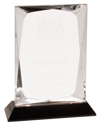 [CRY057M] 7" Clear Crystal Rectangle on Black Base