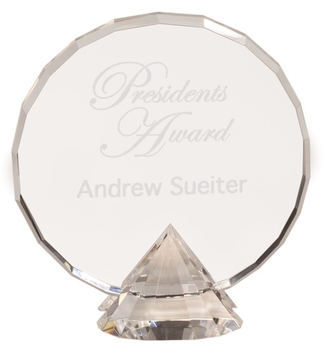 [CRY056M] 6 1/2" Clear Round Crystal on Clear Diamond Base