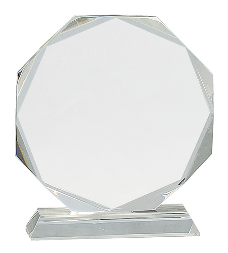 [CRY63] 7 1/4" Clear Crystal Octagon on Clear Pedestal Base