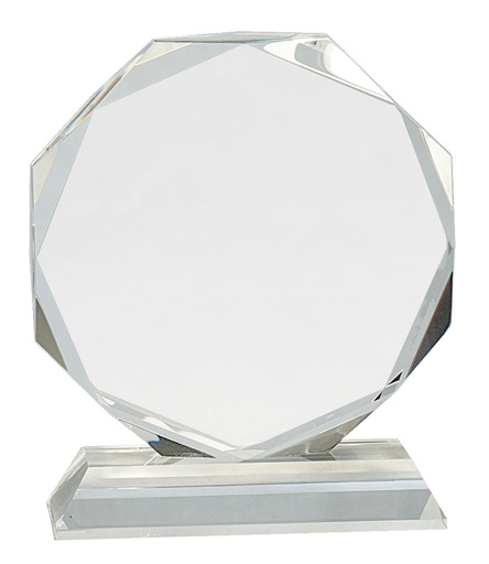 [CRY62] 6" Clear Crystal Octagon on Clear Pedestal Base