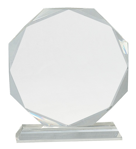 [CRY64] 8" Clear Crystal Octagon on Clear Pedestal Base