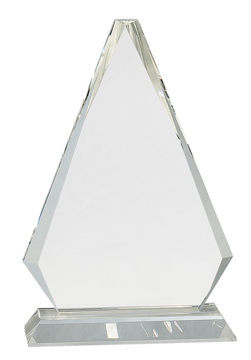 [CRY69] 10 3/4" Clear Crystal Triangle on Clear Pedestal Base