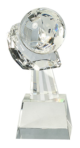 [CRY75] 8" Clear Crystal Globe in Hand