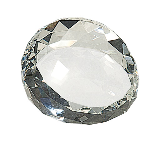 [CRY65] 2 1/2" x 1 3/4" Clear Round Crystal Facet Paperweight