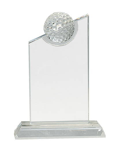 [CRY180] 7 1/4" Clear Crystal with Inset Crystal Golf Ball on Clear Base