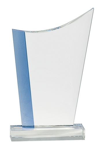 [CRY244] 9 1/4" Blue Edge Crystal Crest on Clear Base