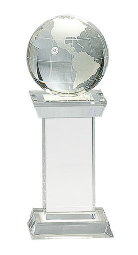 [CRY159] 8" Crystal Globe on Clear Tower