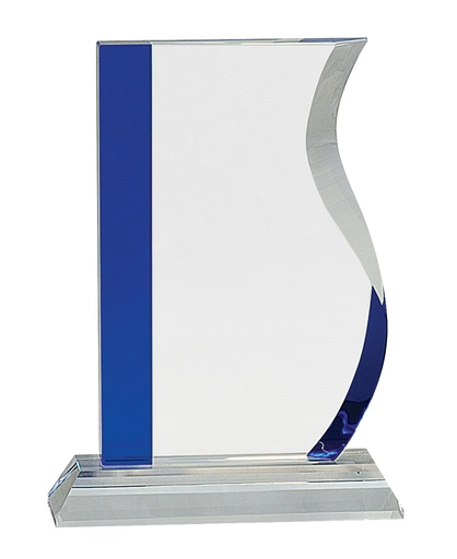 [CRY155] 7 1/4" Blue Edge Crystal Wave on Clear Base