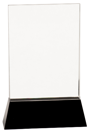 [CRY6901L] 9" Clear Crystal Rectangle Wedge on Black Base