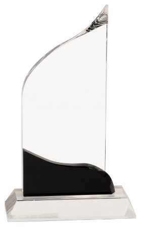 [CRY6218M] 8 1/2" Clear Crystal Wave with Black Accent