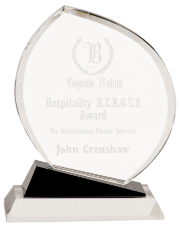 [CRY6215L] 9 1/2" Crystal Oblong with Black Accents