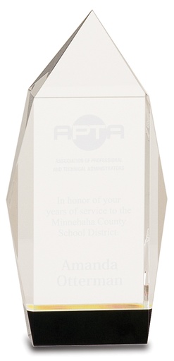 [CRY063S] 7 1/2" Clear Crystal Facet Rectangle on Black Base