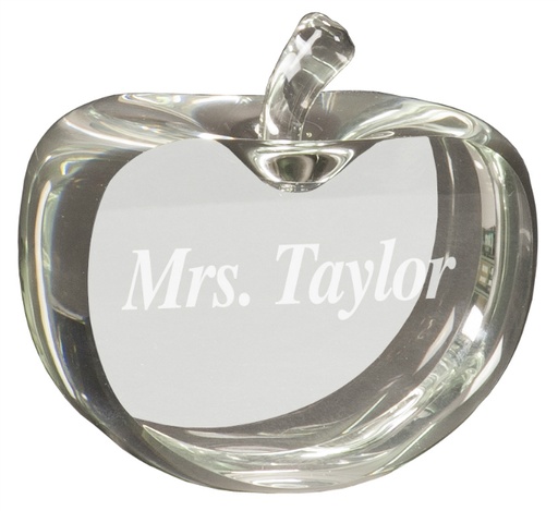 [CRY3614L] 3 1/2" x 3 3/4" Flat Crystal Apple