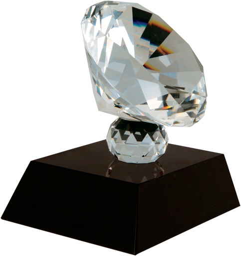 [CRY1433MB] 3 1/2" Crystal Diamond on Black Pedestal Base