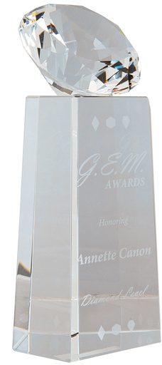 [CRY1459MC] 7 3/4" Crystal Diamond on Clear Crystal Pedestal