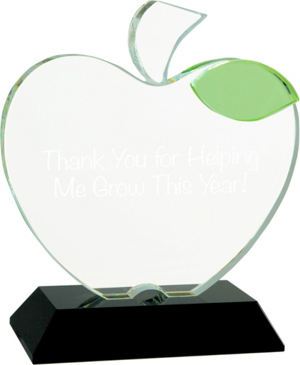 [CRY1493M] 5 1/2" x 6 1/4" Crystal Apple on Black Base