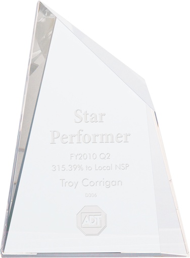 [CRY1452M] 6 1/2" x 8 3/4" Crystal Facet Wedge