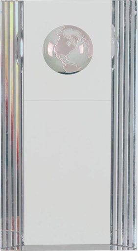 [CRY067M] 7 3/4" Clear Crystal Rectangle with Globe Etching