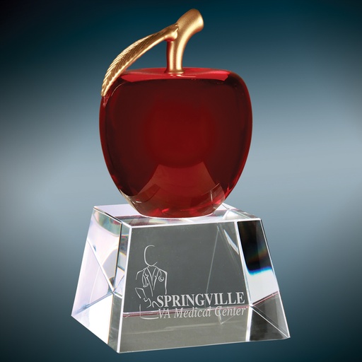 [CRY1554] 6" Red Crystal Apple with Clear Base