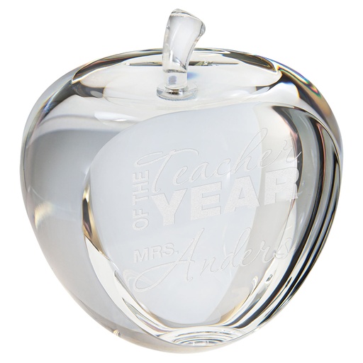 [CRY1594] 3 3/4" Crystal Apple with Flat Face