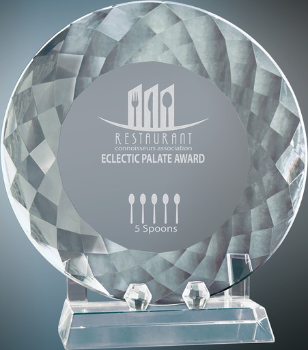 [CRY122] 8 1/2" Crystal Plate with Base