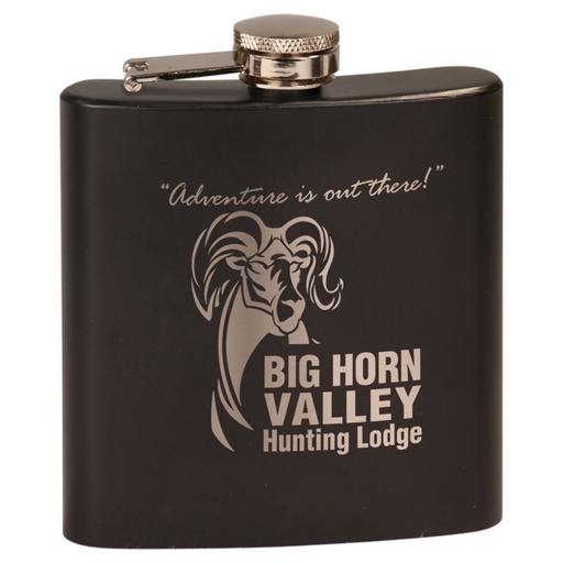 [FSK602] 6 oz. Matte Black Laserable Stainless Steel Flask