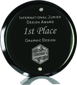 [FSG410] 10" Round Black Piano Finish Floating Jade Glass Standup