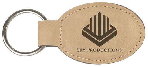[GFT175] 3" x 1 3/4" Light Brown Laserable Leatherette Oval Keychain