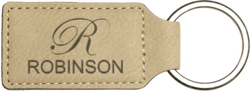 [GFT177] 2 3/4" x 1 1/4" Light Brown Laserable Leatherette Rectangle Keychain