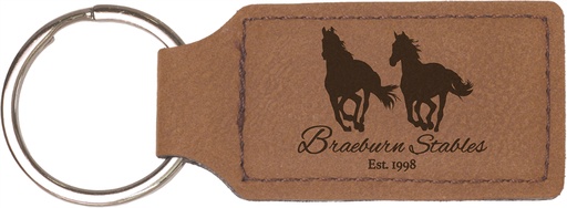 [GFT178] 2 3/4" x 1 1/4" Dark Brown Laserable Leatherette Rectangle Keychain