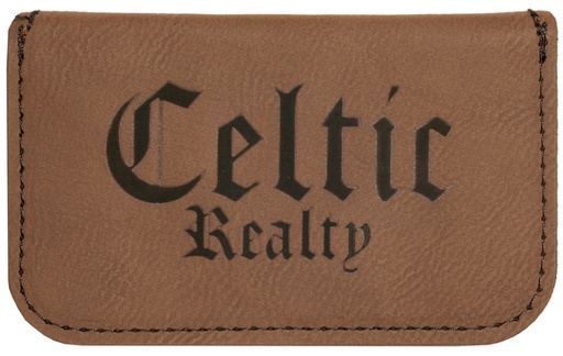 [GFT182] 4 1/2" x 2 3/4" Dark Brown Laserable Leatherette Flexible Business Card Holder