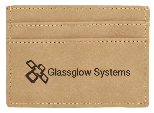 [GFT197] 4" x 2 3/4" Light Brown Laserable Leatherette Wallet Clip