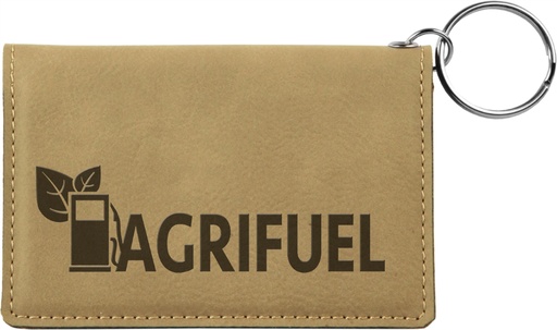 [GFT233] 4 1/4" x 3" Light Brown Laserable Leatherette Keychain ID Holder