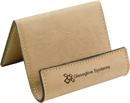 [GFT235] 3 1/2" x 2 1/2" Light Brown Laserable Leatherette Holder Easel