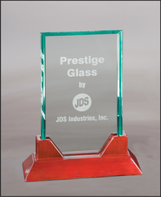 [PTG52] 8 3/4" Rectangle Prestige Glass with Rosewood Piano Finish Base