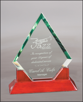 [PTG73] 9 1/2" Diamond Prestige Glass with Rosewood Piano Finish Base