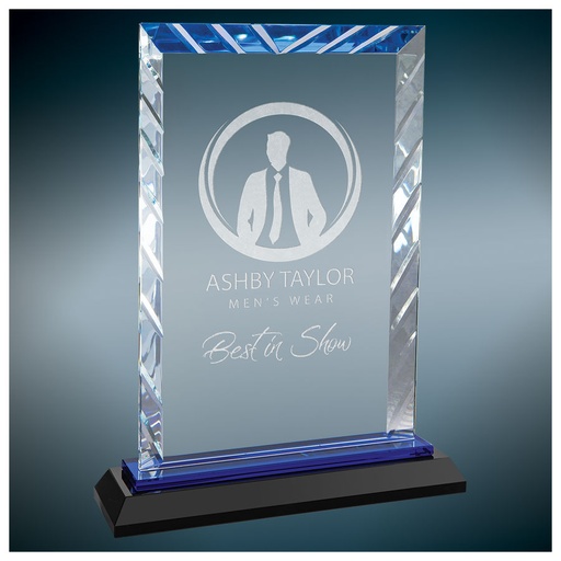 [ACG53BU] 8" Rectangle Accent Glass on Blue Base