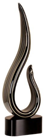 [AGS25] 15" Black & Gold Curve Art Glass