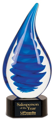 [AGS27] 10 1/4" Blue Twist Raindrop Art Glass