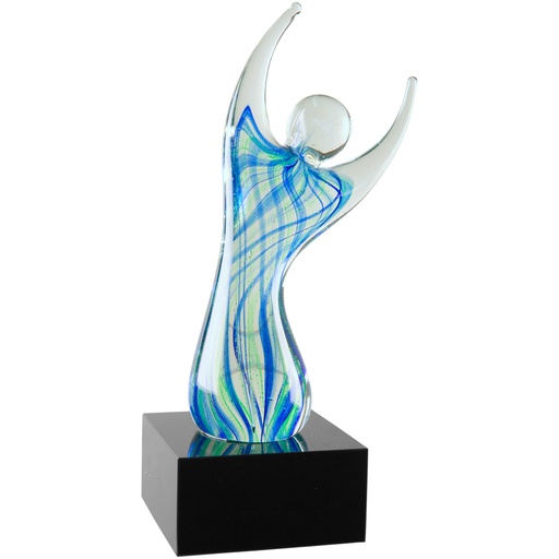 [AGS09] 9" Raised Arms Art Glass with Square Black Base