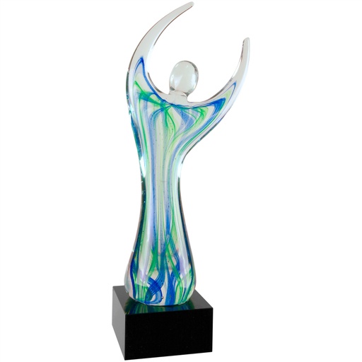 [AGS10] 12" Raised Arms Art Glass with Square Black Base