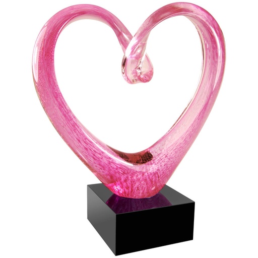 [AGS64] 9" Pink Glass Heart with Black Base
